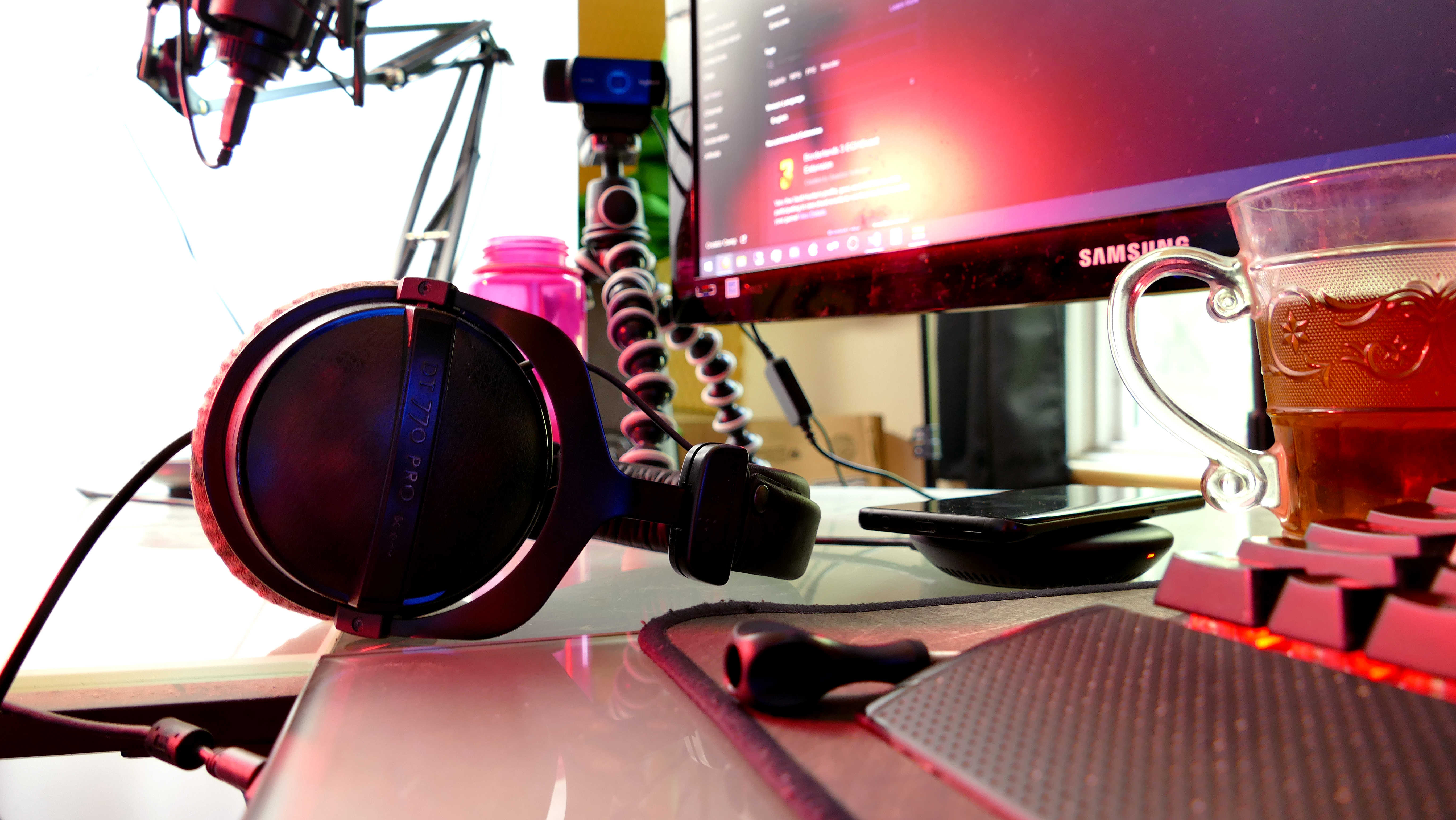 desk and assorted things